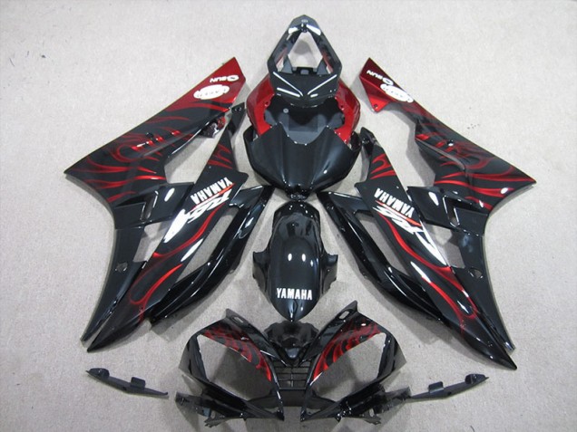 2006-2007 Black Red Flame Yamaha YZF R6 Motorcycle Bodywork UK Factory 2006-2007 Black Red Flame Yamaha YZF R6 Motorcycle Bodywork UK Factory