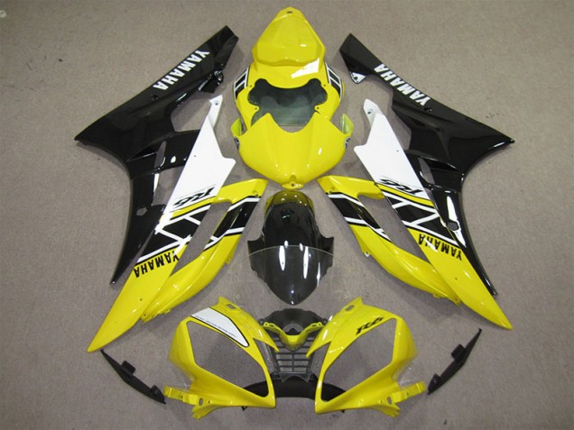 2006-2007 Yellow Black Decal Yamaha YZF R6 Motorcycle Fairings Kits UK Factory 2006-2007 Yellow Black Decal Yamaha YZF R6 Motorcycle Fairings Kits UK Factory