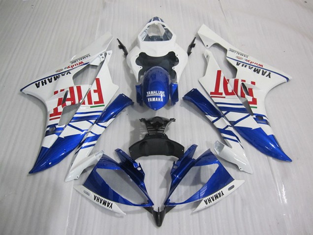 2006-2007 Blue White Fiat Yamaha YZF R6 Motorcyle Fairings UK Factory 2006-2007 Blue White Fiat Yamaha YZF R6 Motorcyle Fairings UK Factory